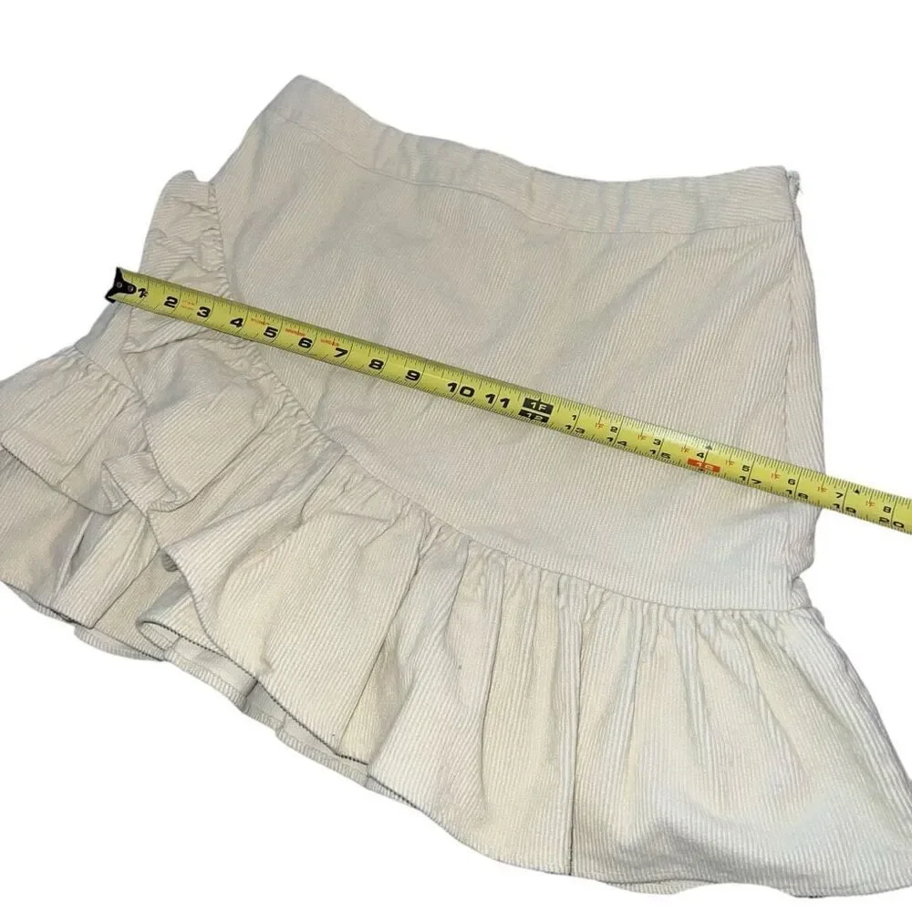 ALTAR’D STATE Cream Corduroy Ruffled Mini Skirt Size L